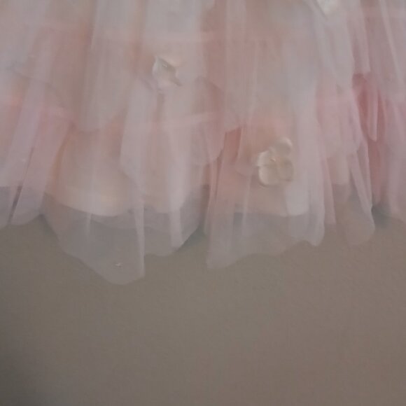 Toddler Girls Pink Flower and Tulle Dress - Picture 3 of 6